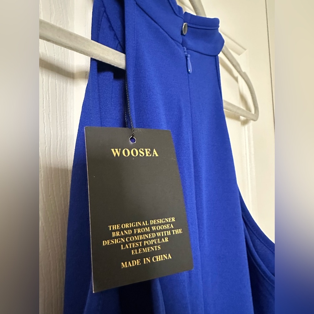 Woosea Sleeveless Halter Neck Mermaid Cocktail Maxi Dress Royal Blue NWT - Picture 4 of 11